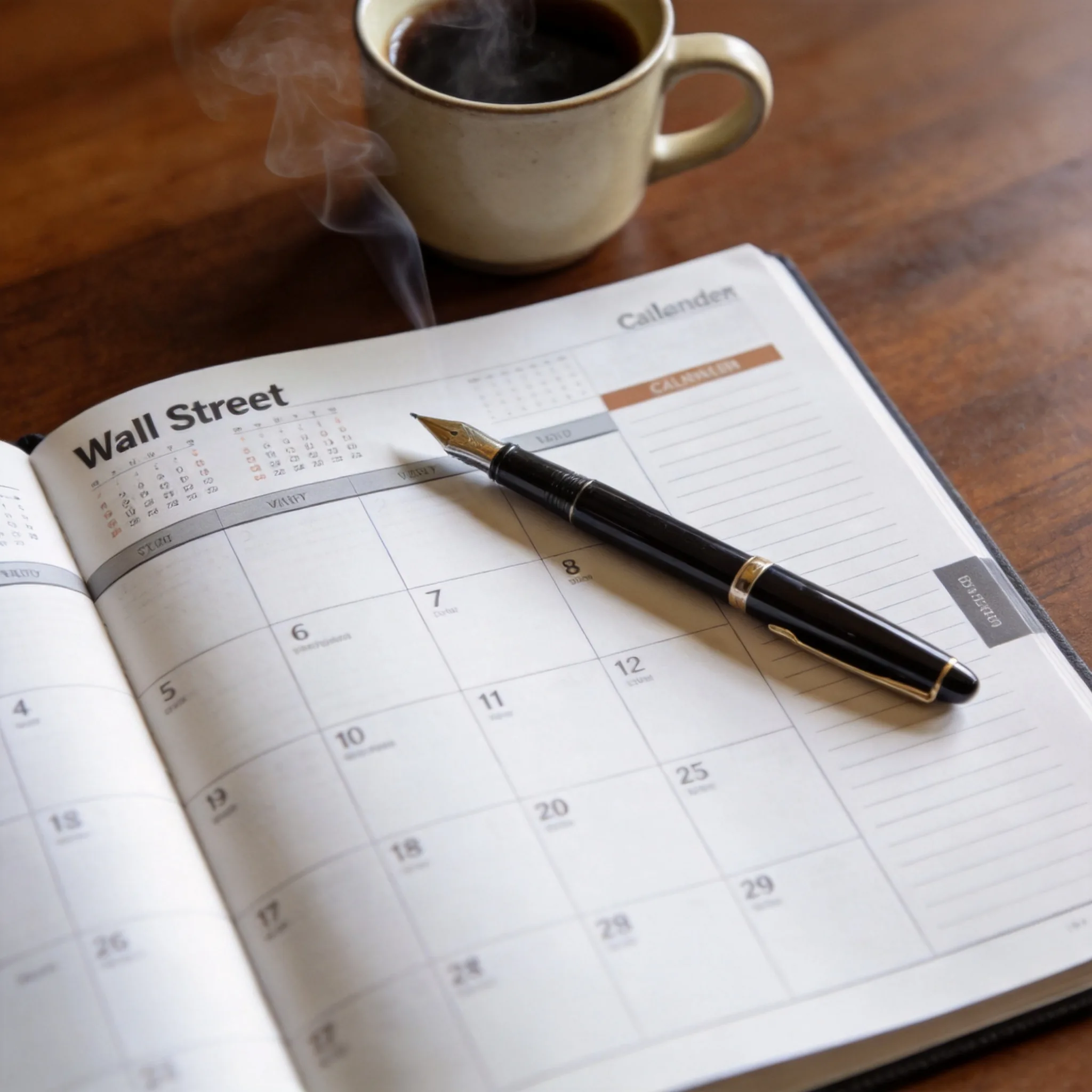 An open planner calendar